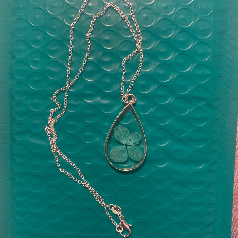 Silver and blue necklace
